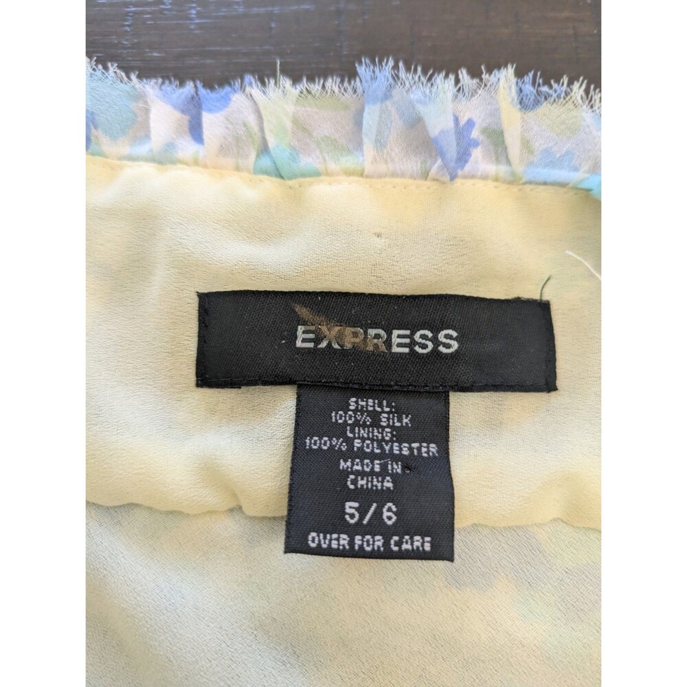 Vtg Express Y2K Silk Babydoll Floral Fairy Dress Midi Dainty Butter Yellow 5/6 - Picture 6 of 9
